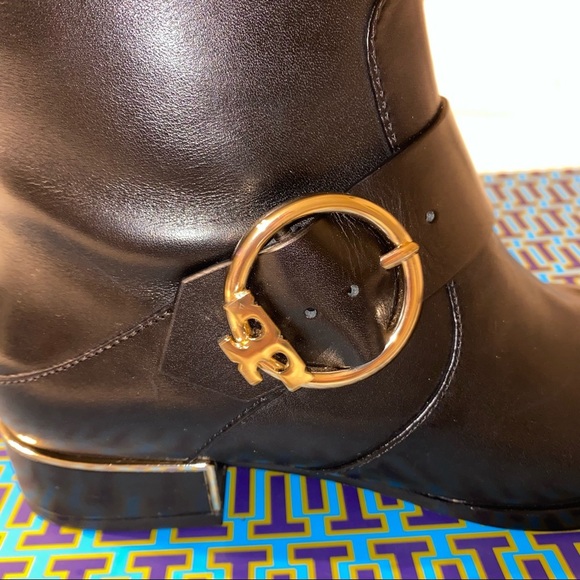 Tory Burch Sofia Black Buckled Leather Riding Wide Calf Boot - Picture 8 of 15